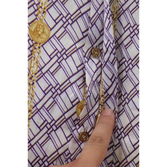 Vintage Versace Jeans Couture Shirt Mens XL Medusa Pattern Gold Chain Baroque - Picture 4 of 16